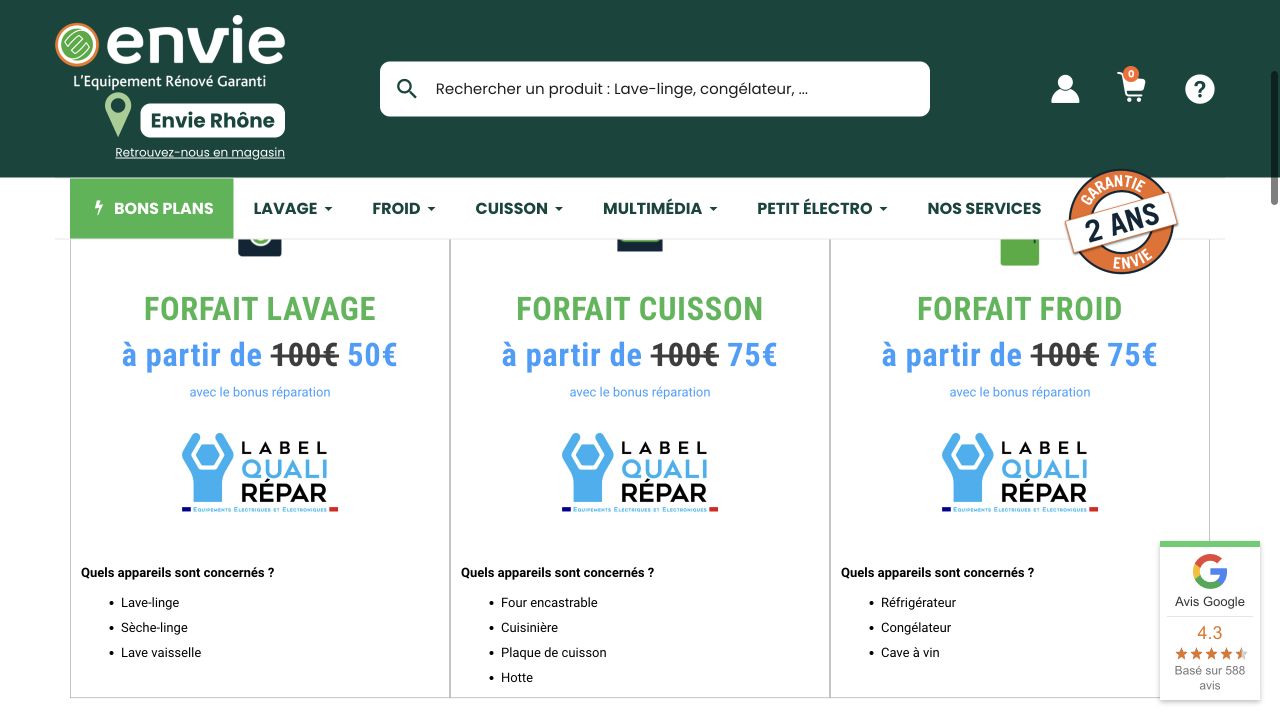 Capture du site de Envie Rhône-Alpes