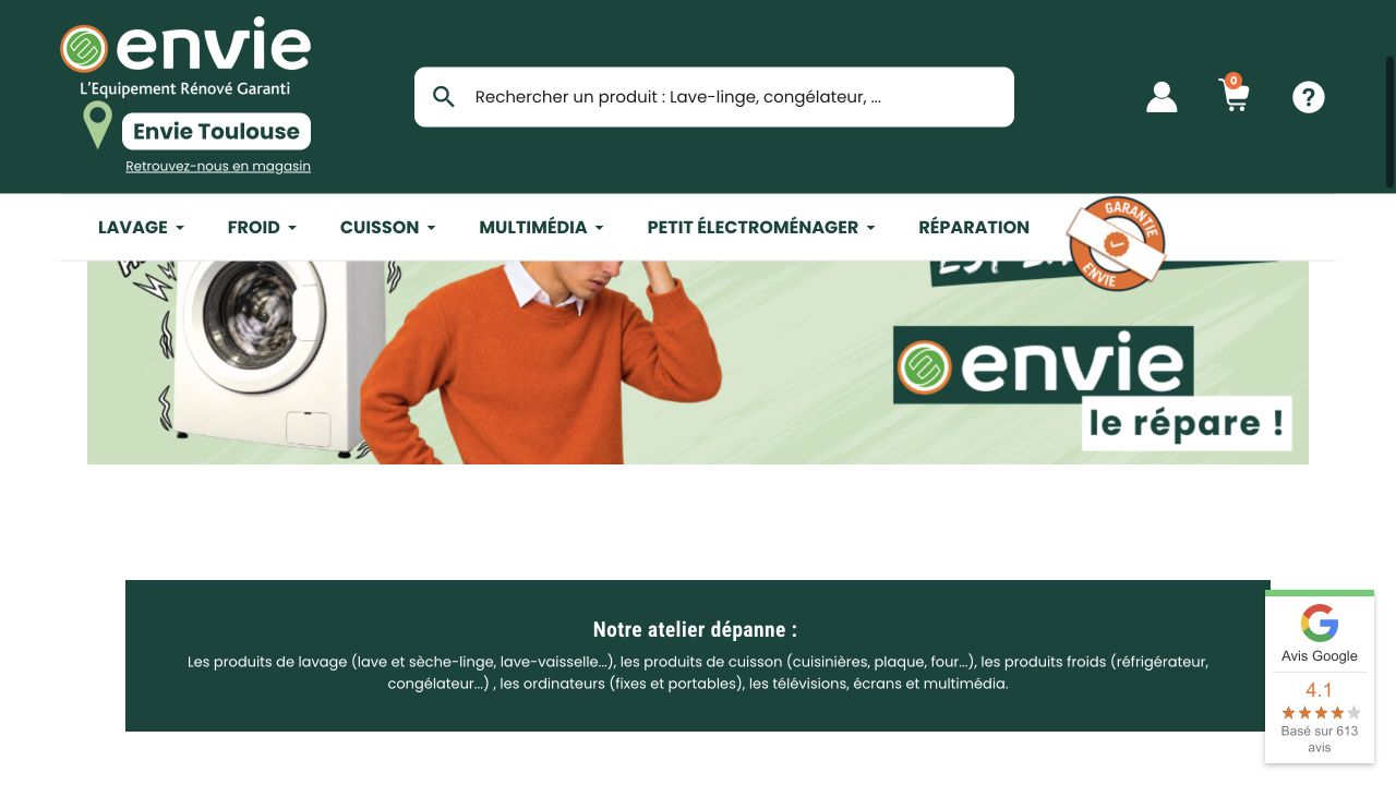 Capture du site de Envie Occitanie — Toulouse