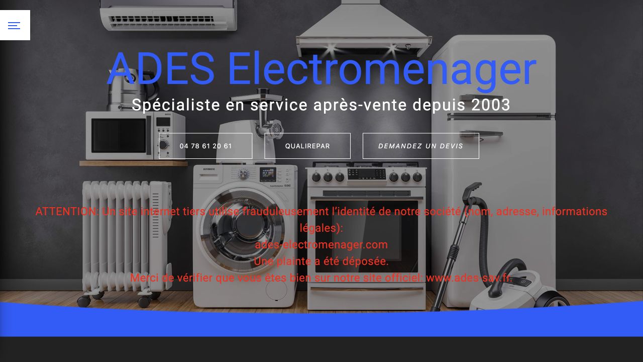 Capture du site de ADES Électroménager — JFK