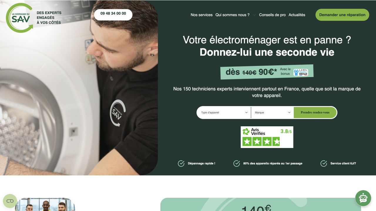 Capture du site de La Compagnie du SAV