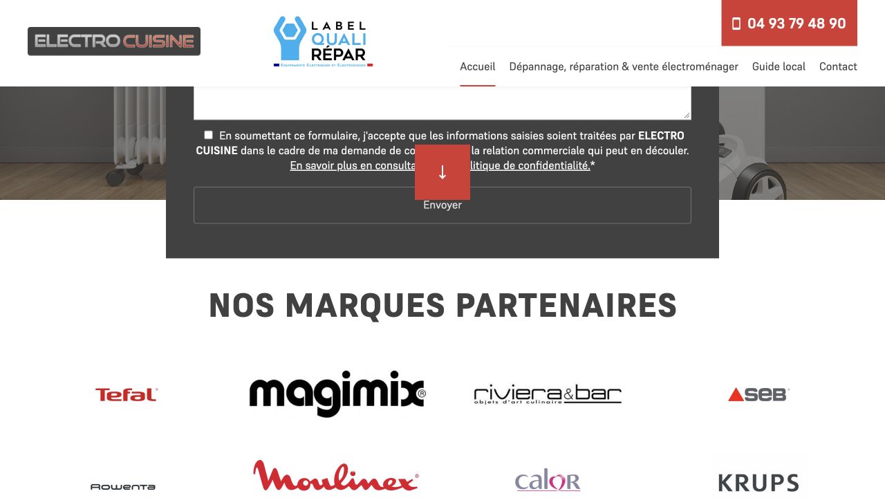 Capture du site de Electro Cuisine