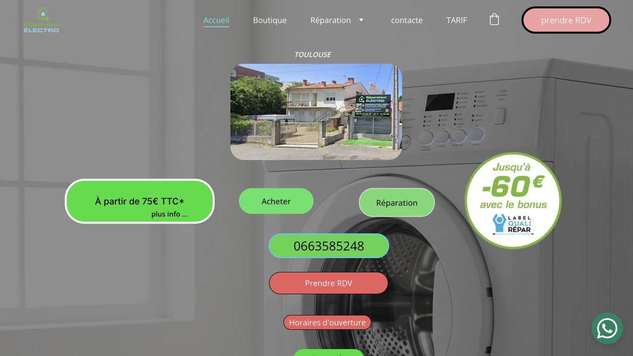 Capture du site de Réparateur Electro