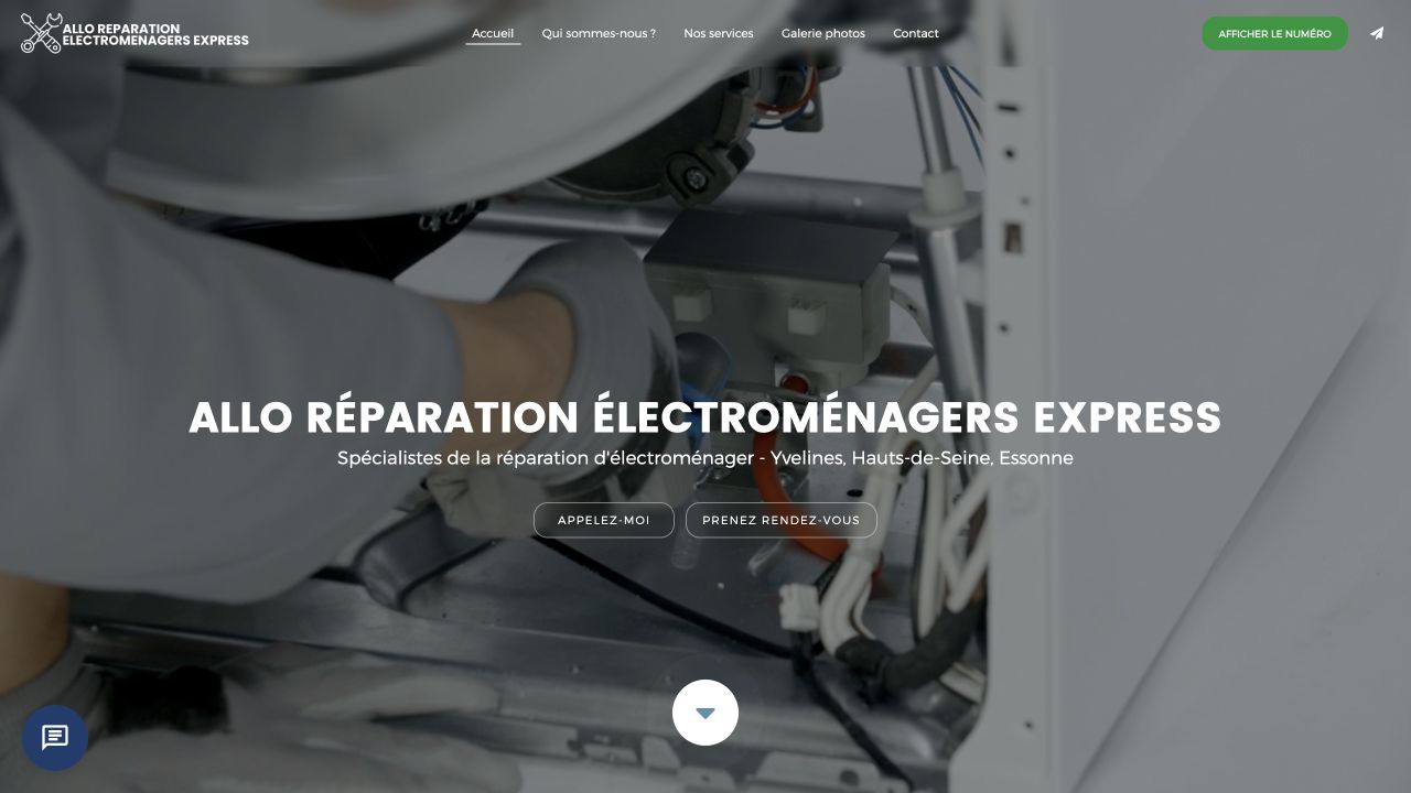 Capture du site de Allo Réparation Électroménagers Express